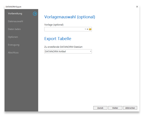 Der DATANORM Export-Assistent