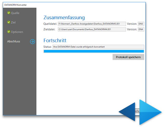 Assistent zum Ändern einer DATANORM-Version