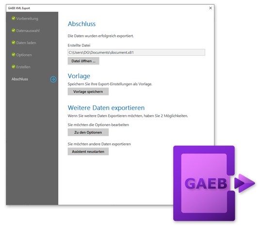 GAEB-Datei aus der Artikelverwaltung exportieren