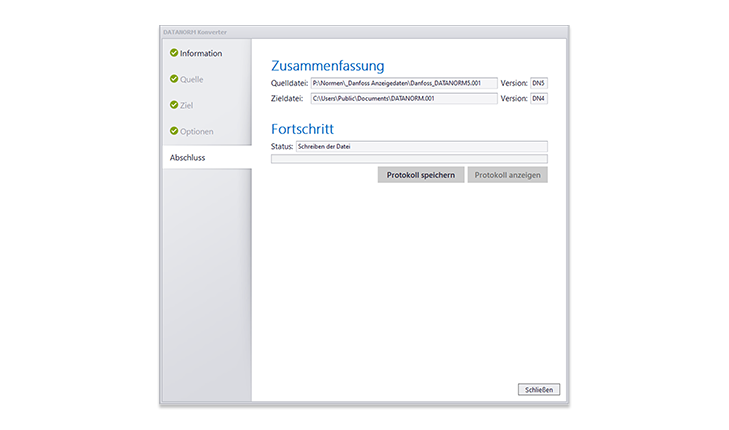 Fortschritt der DATANORM-Konvertierung